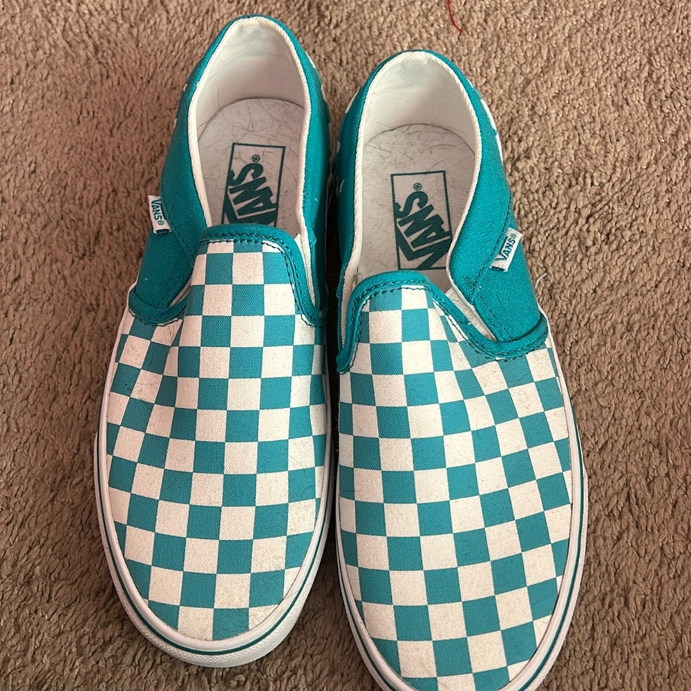 brand new vans teal checkered